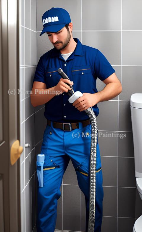 PLUMBER IS INSTALLING THE SHOWER IN BATHROOM