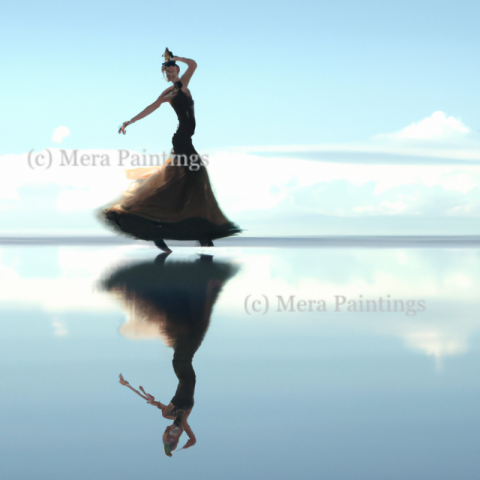 Beautiful girl dancing reflection