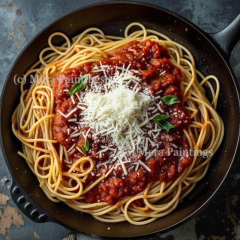 Spaghetti with tomato sauce and parmesan cheese