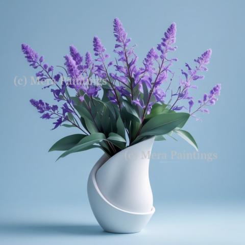 Purple flowers in white vase
