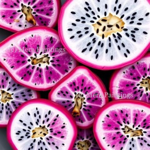 White and Purple Pitaya Slices