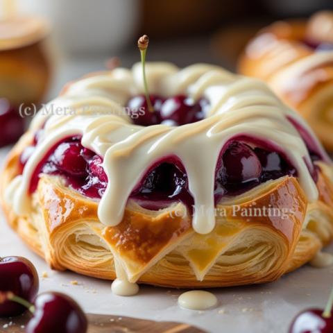 Cherry Danish with Vanilla Icing