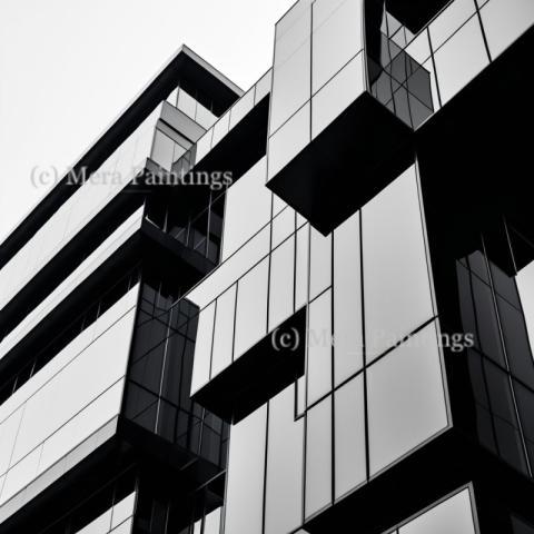 Abstract black and white modern building pattern background