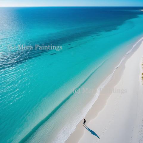 Aerial photograph of aquamarine ocean
