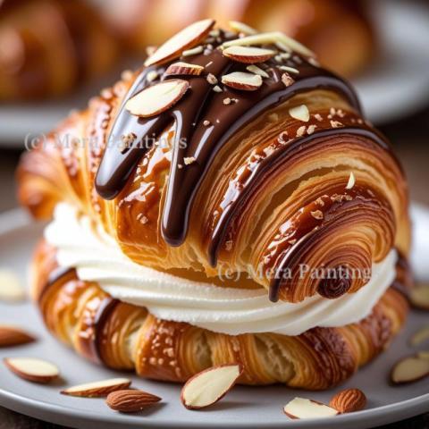 Baked crusty croissant